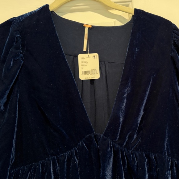 Free People Navy Velvet Dress - Picture 2 of 5